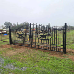 14x8 ft Steel Dual Swing Driveway Gate