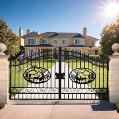 14x8 ft Steel Dual Swing Driveway Gate