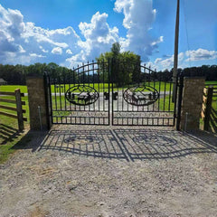 14x8 ft Steel Dual Swing Driveway Gate