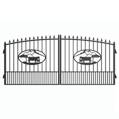 14x8 ft Steel Dual Swing Driveway Gate