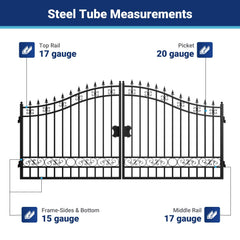 14x8 ft Steel Dual Swing Driveway Gate