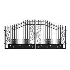 14x8 ft Steel Dual Swing Driveway Gate