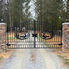 14x8 ft Steel Dual Swing Driveway Gate