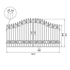 14x8 ft Steel Dual Swing Driveway Gate