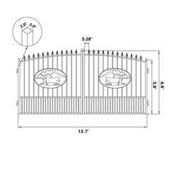 14x8 ft Steel Dual Swing Driveway Gate