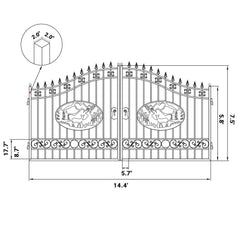14x8 ft Steel Dual Swing Driveway Gate