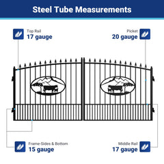 14x8 ft Steel Dual Swing Driveway Gate